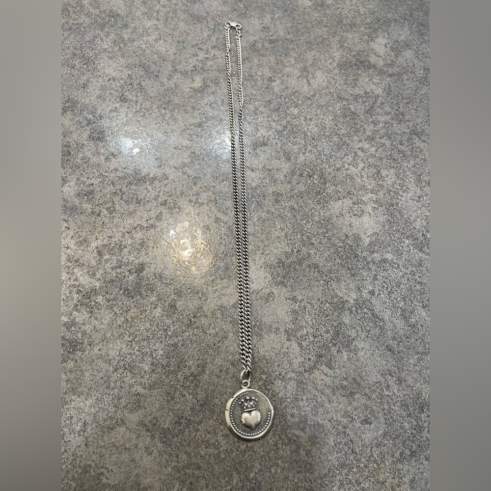 King Baby Studio - Silver Heart and Crown Pendant Necklace-925 sterling silver.